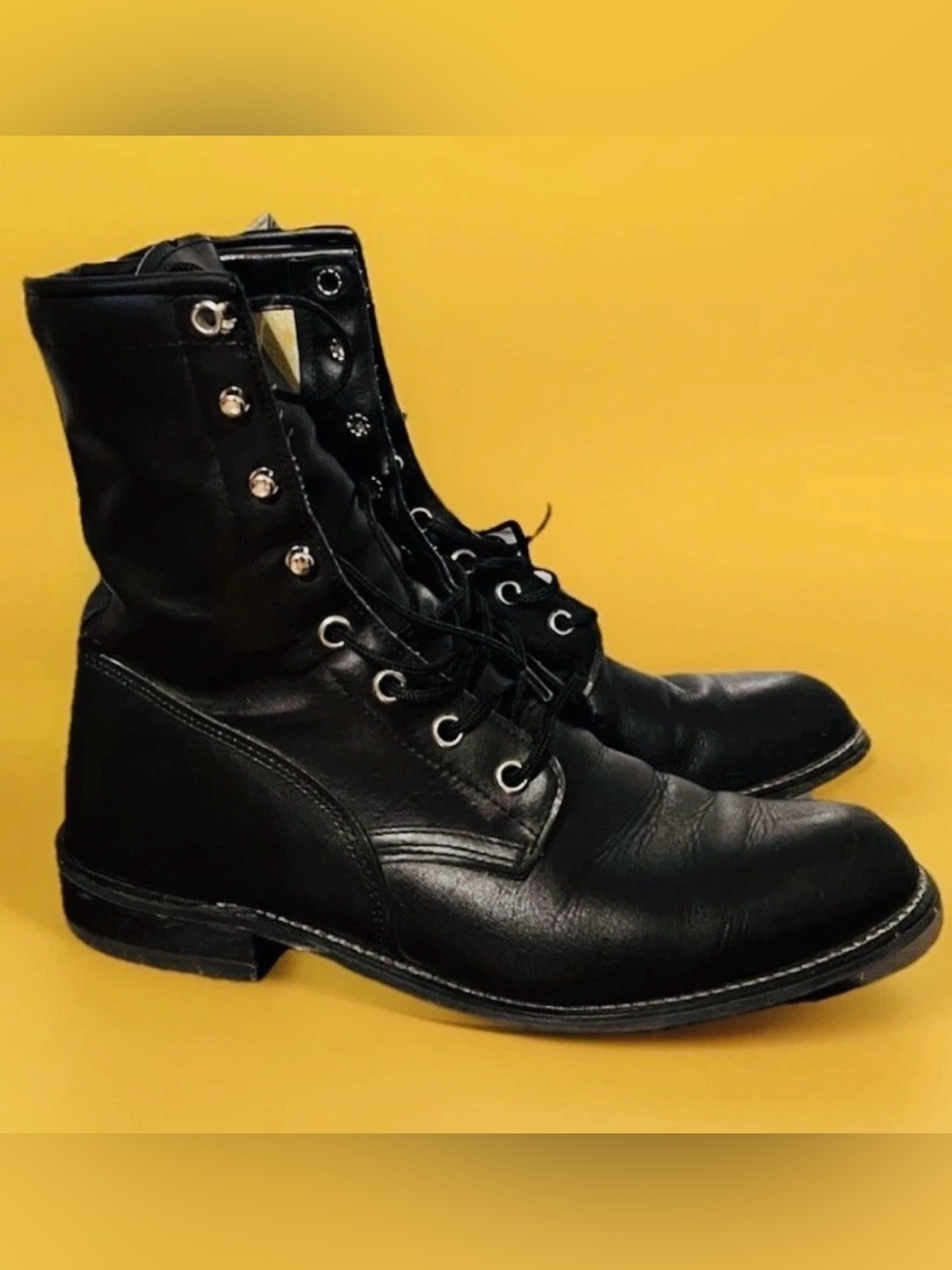 Vintage Black Combat Boots Leather Women’s size 7